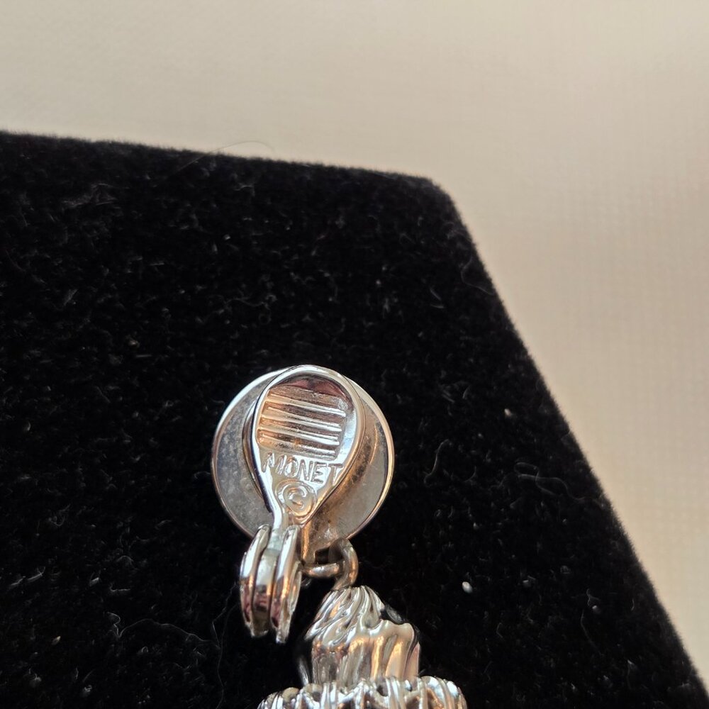 Vintage Monet Silver Tassel Earrings - Picture 5 of 7